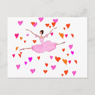 Ballerina dans in Colorful Hearts Vykort