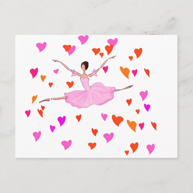Ballerina dans in Colorful Hearts Vykort (Framsida)