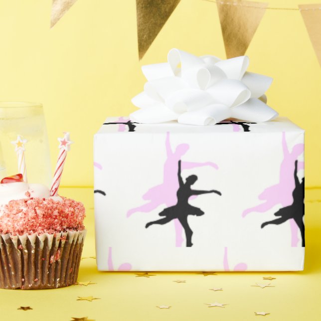 Ballerina Dans Rosa & Svart Presentpapper (Födelsedagsfest)