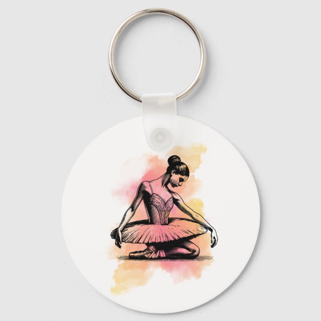 Ballerina dansar i färg  nyckelring (Framsida)