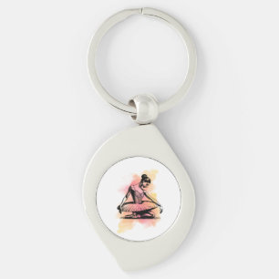 Ballerina dansar i färg  swirl silverfärgad nyckelring