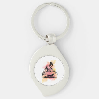 Ballerina dansar i färg swirl silverfärgad nyckelring