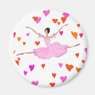 Ballerina dansar i färgglada hjärtan magnet