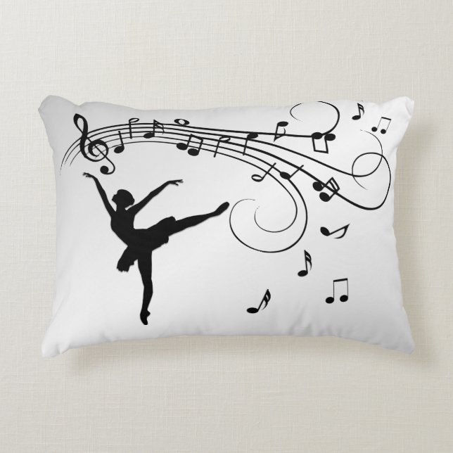 Ballerina dansar med musik prydnadskudde (Framsidan)
