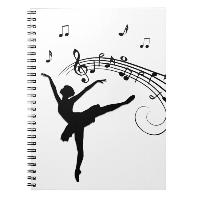 Ballerina dansar med notblommor anteckningsbok (Framsidan)