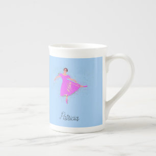 Ballerina dansare Magenta Rosa Klänning Personlig Benporslin Mugg