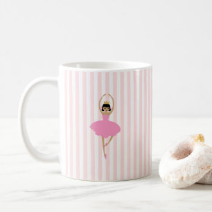 Ballerina Dansare Målning Rosa Rand Kaffemugg