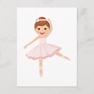 Ballerina dansare med brunt hår vykort