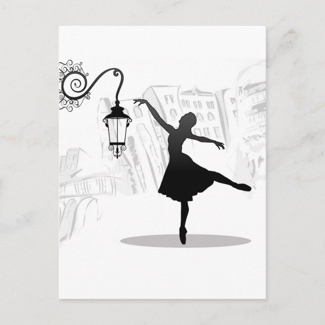 Ballerina dansillustration vykort (Framsida)