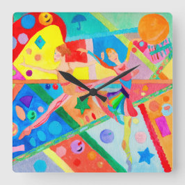 Ballerina Designer Wall Clock - Art Gift - design Fyrkantig Klocka