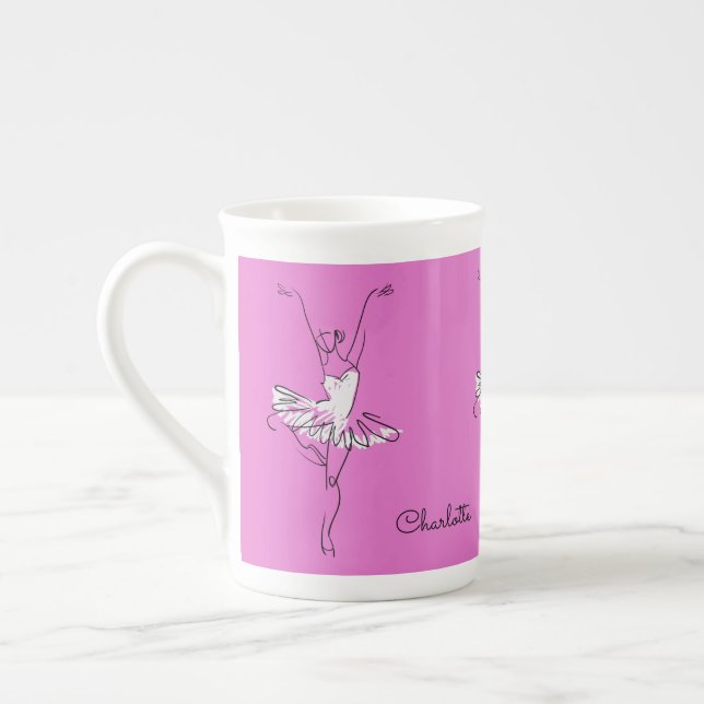 Ballerina, eget namn kaffe mugg benporslin mugg (Vänster)