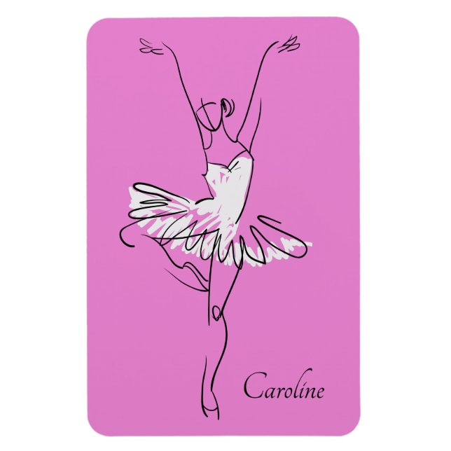 Ballerina, eget namn och färg magnet (Vertikal)