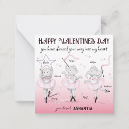 Ballerina Elephant Dance Classroom Valentine Anteckningskort