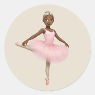 Ballerina Emoji på Rosa Tutu Runt Klistermärke