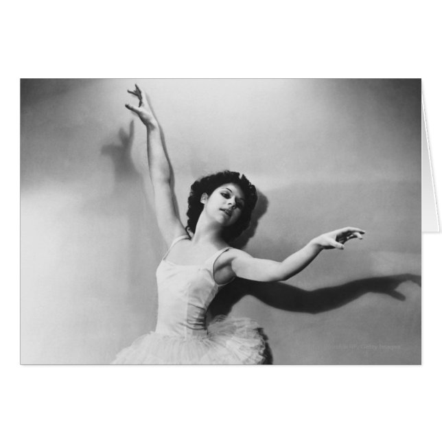 Ballerina en pointe B&W Hälsningskort (Framsidan Horizontal)