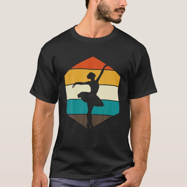 Ballerina En Pointe Ballet Dancer Retro Ballet T Shirt (Framsida)