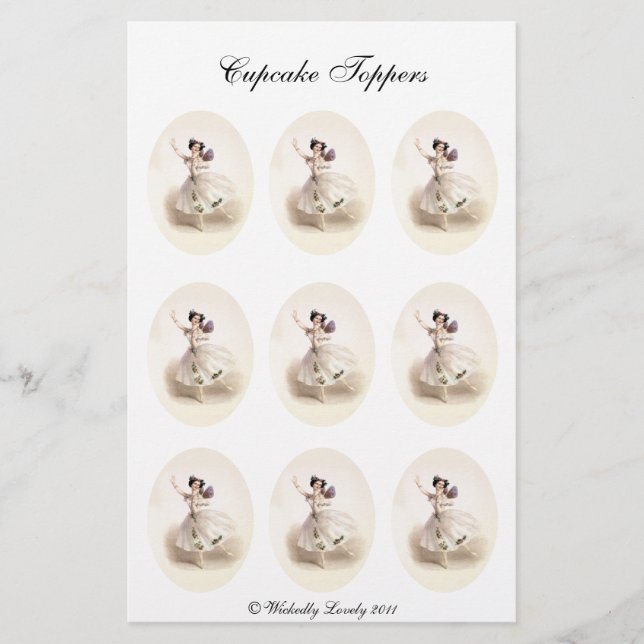 Ballerina Fairy Cupkaker Toppers Brevpapper (Framsida)