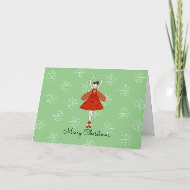 Ballerina Fe Snowflakes Jul Helgkort (Framsida)