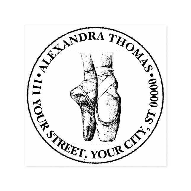 Ballerina Feet på Pointe #1 Namn Returadress Självfärgande Stämpel (Design)