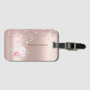 Ballerina Fjärilar Konfetti Roséguld Bagagebricka