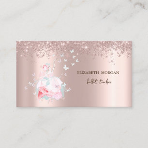 Ballerina Fjärilar Konfetti Roséguld Visitkort