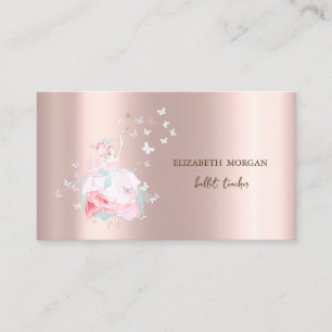 Ballerina Fjärilar Rosa Guld Visitkort