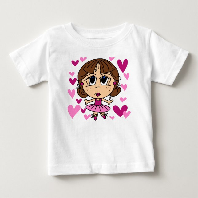 Ballerina flicka baby tutu kroppsoverall tee shirt (Framsida)