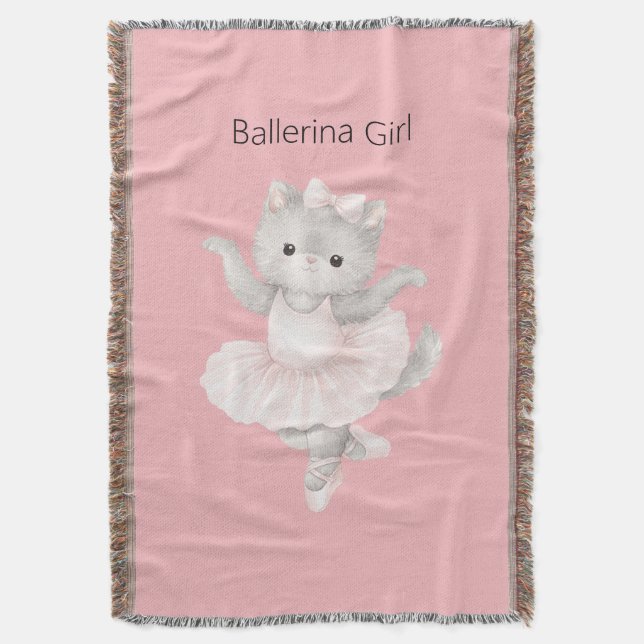 Ballerina flicka Grå kattunge Filt (Framsidan Vertikal)