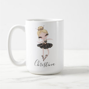 Ballerina Flicka Personligt Namn Balett Presentidé Kaffemugg