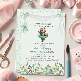 Ballerina Flicka Shower Tutu Elegant Nalle Inbjudningar
