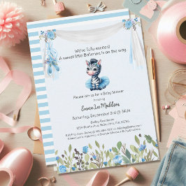 Ballerina Flicka Shower Tutu Elegant Zebra Inbjudningar