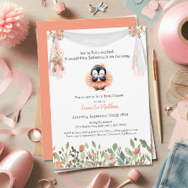 Ballerina Flicka Shower Tutu Exced Penguin Inbjudningar