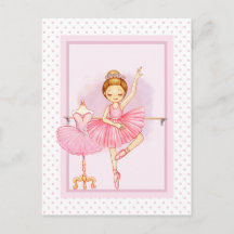 Ballerina flicka & teddybjörn rosa prickar