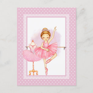 Ballerina flora prickmönster inbjudan vykort