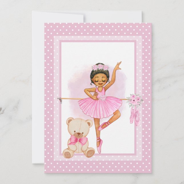 Ballerina floraI polka dots-vykort för inbjudan (Framsida)
