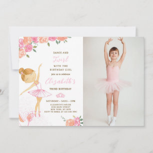 Ballerina födelsedag med varmt vatten inbjudningar