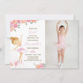 Ballerina födelsedag med varmt vatten inbjudningar