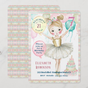 Ballerina Födelsedagsfest inbjudan