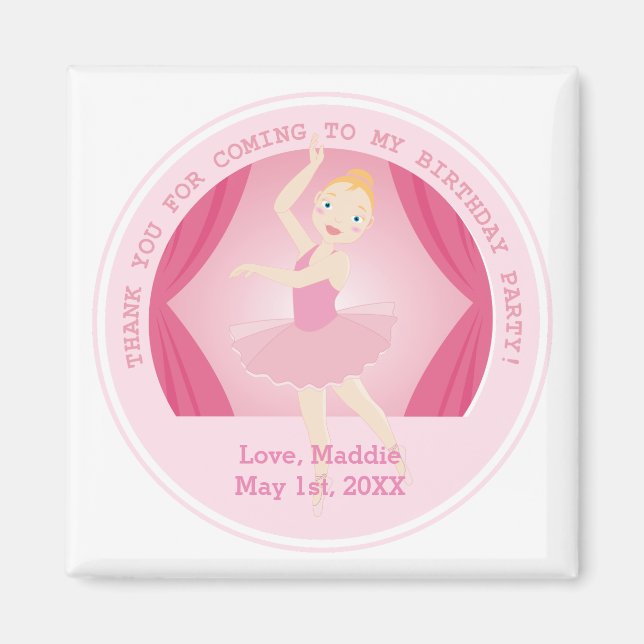 Ballerina födelsedagsfest magnet (Framsidan)