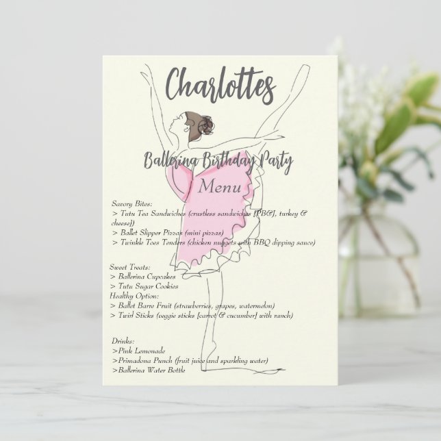 Ballerina Födelsedagsfest Meny (Stående Fram)