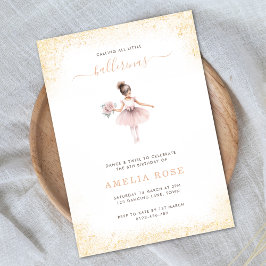 Ballerina Födelsedagsfest Rosa Guld Girl Blommigt Inbjudningar