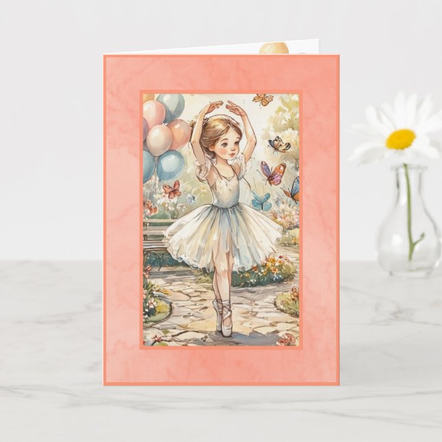 Ballerina Födelsedagskort Digital Nedladdning  Kort (Liten växt)