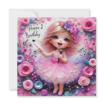 BALLERINA-födelsedagskort ~ unge barn ~ Rosa ~