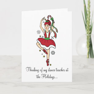 Ballerina för helgdagardanslärare med candy cane helgkort