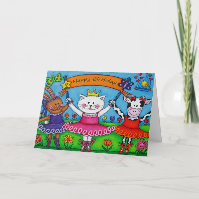 Ballerina Friends Birthday Card Kort (Framsida)