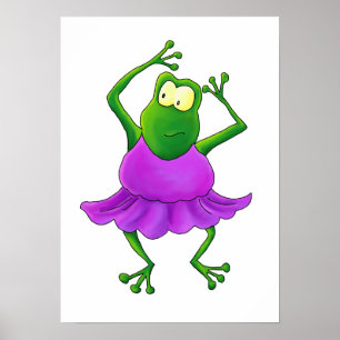 Ballerina Frog med Lila Tutu Poster