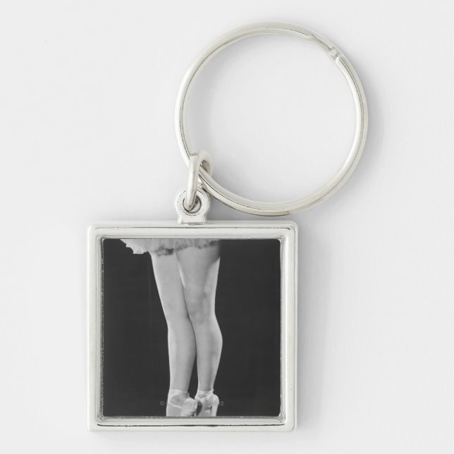 Ballerina Fyrkantig Silverfärgad Nyckelring (Framsidan)
