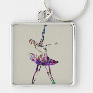 Ballerina Fyrkantig Silverfärgad Nyckelring