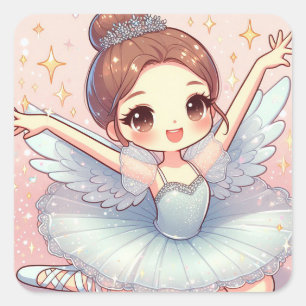 Ballerina fyrkantigt klistermärke