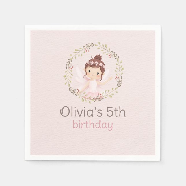 Ballerina Girl in Rosa Dress Birthday Baby Shower Pappersservett (Framsidan)
